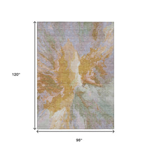 HomeRoots 5' Rust and Lavender Abstract Area Rug - Stylish, Durable, Washable Design for Indoor and Outdoor Use 8' X 10' 615623