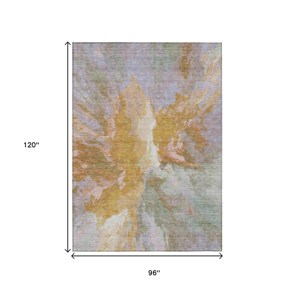 HomeRoots 5' Rust and Lavender Abstract Area Rug - Stylish, Durable, Washable Design for Indoor and Outdoor Use 8' X 10' 615623