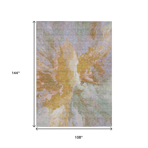 HomeRoots 5' Rust and Lavender Abstract Area Rug - Stylish, Durable, Washable Design for Indoor and Outdoor Use 9' X 12' 615624