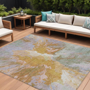 HomeRoots 5' Rust and Lavender Abstract Area Rug - Stylish, Durable, Washable Design for Indoor and Outdoor Use 9' X 12' 615624