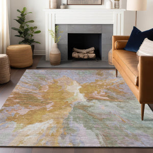 HomeRoots 5' Rust and Lavender Abstract Area Rug - Stylish, Durable, Washable Design for Indoor and Outdoor Use 9' X 12' 615624