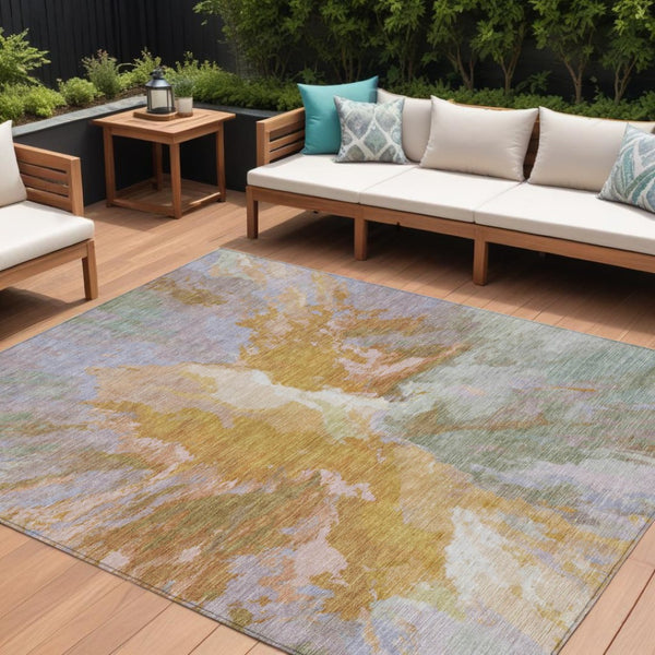 HomeRoots 5' Rust and Lavender Abstract Area Rug - Stylish, Durable, Washable Design for Indoor and Outdoor Use 10' X 14' 615625