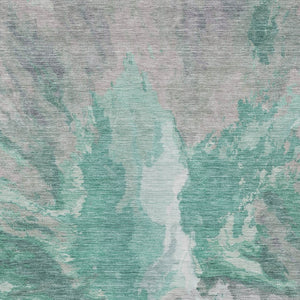 HomeRoots 5' Teal Blue and Lavender Abstract Indoor Outdoor Rug - Durable, Stain-Resistant, Machine Washable Style 5' X 8' 615627