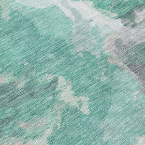 HomeRoots 5' Teal Blue and Lavender Abstract Indoor Outdoor Rug - Durable, Stain-Resistant, Machine Washable Style 8' Round 615628
