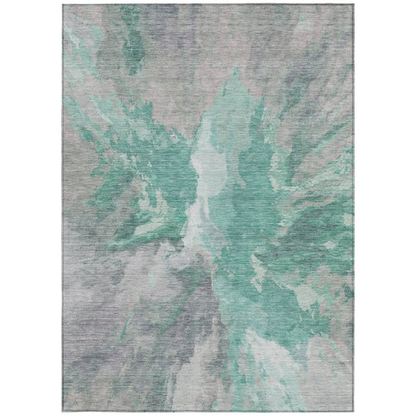 HomeRoots 5' Teal Blue and Lavender Abstract Indoor Outdoor Rug - Durable, Stain-Resistant, Machine Washable Style 8' X 10' 615629