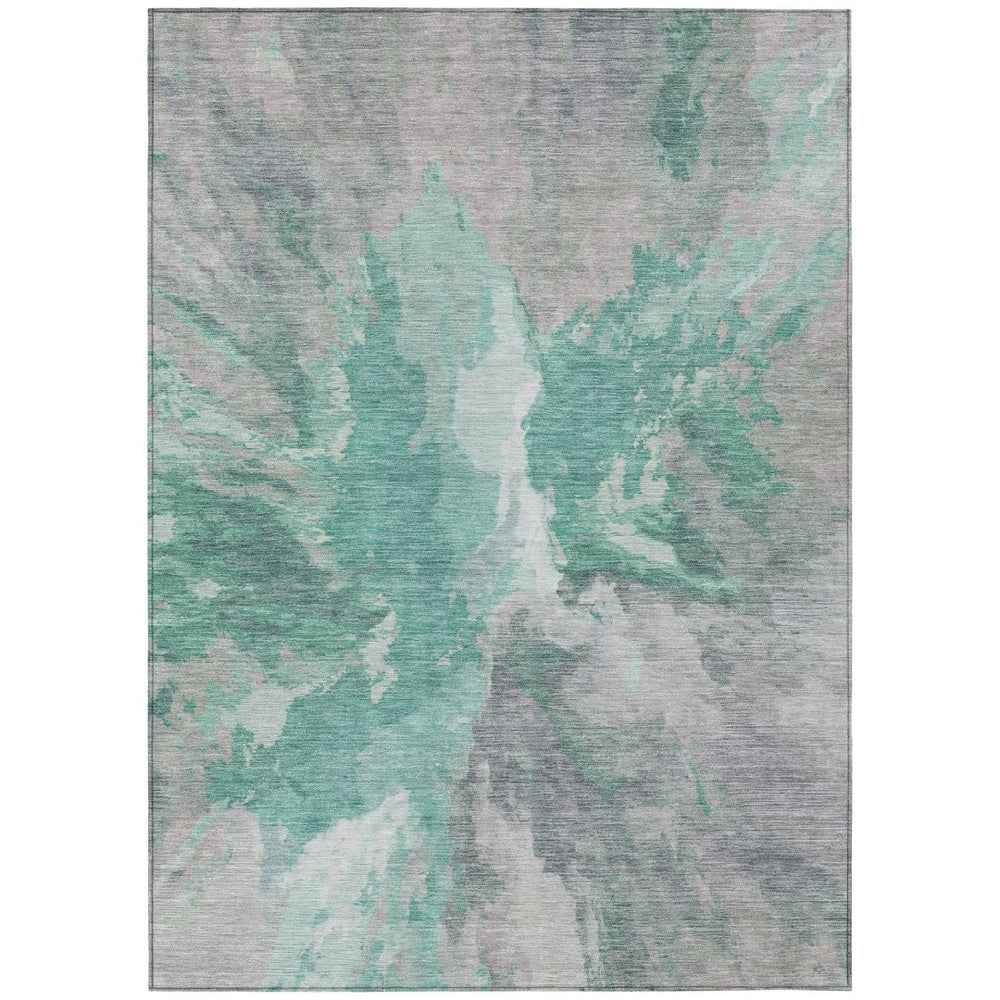 HomeRoots 5' Teal Blue and Lavender Abstract Indoor Outdoor Rug - Durable, Stain-Resistant, Machine Washable Style 8' X 10' 615629