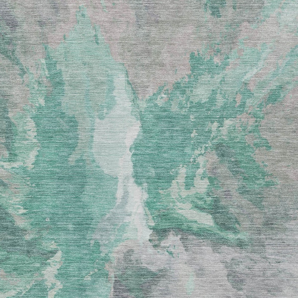 HomeRoots 5' Teal Blue and Lavender Abstract Indoor Outdoor Rug - Durable, Stain-Resistant, Machine Washable Style 8' X 10' 615629