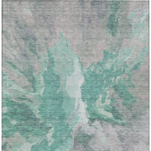 HomeRoots 9' X 12' Teal Blue & Lavender Abstract Area Rug - Durable, Washable, Perfect for Indoor/Outdoor Spaces! 615630