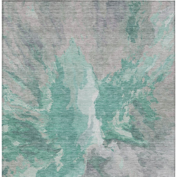 HomeRoots 9' X 12' Teal Blue & Lavender Abstract Area Rug - Durable, Washable, Perfect for Indoor/Outdoor Spaces! 615630