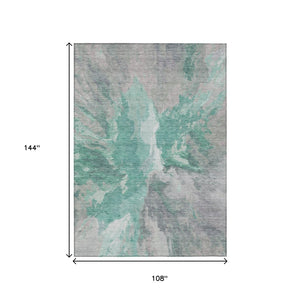HomeRoots 9' X 12' Teal Blue & Lavender Abstract Area Rug - Durable, Washable, Perfect for Indoor/Outdoor Spaces! 615630