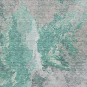 HomeRoots 9' X 12' Teal Blue & Lavender Abstract Area Rug - Durable, Washable, Perfect for Indoor/Outdoor Spaces! 615630