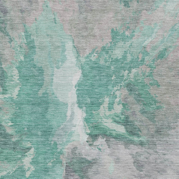 HomeRoots 9' X 12' Teal Blue & Lavender Abstract Area Rug - Durable, Washable, Perfect for Indoor/Outdoor Spaces! 615630