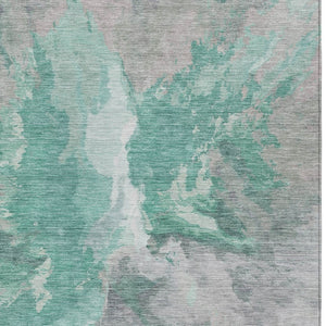 HomeRoots 5' Teal Blue and Lavender Abstract Indoor Outdoor Rug - Durable, Stain-Resistant, Machine Washable Style 10' X 14' 615631