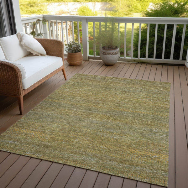 HomeRoots 5' Stylish Sage and Gold Striped Washable Area Rug for Indoor and Outdoor Spaces, Easy Care & Durable 5' X 8' 615633