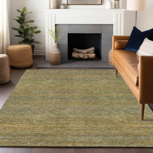 HomeRoots 5' Stylish Sage and Gold Striped Washable Area Rug for Indoor and Outdoor Spaces, Easy Care & Durable 5' X 8' 615633