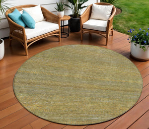 HomeRoots 5' Stylish Sage and Gold Striped Washable Area Rug for Indoor and Outdoor Spaces, Easy Care & Durable 8' Round 615634