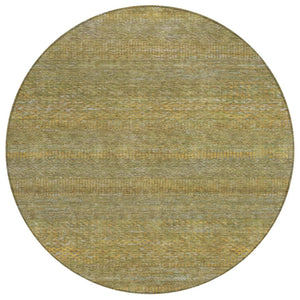 HomeRoots 5' Stylish Sage and Gold Striped Washable Area Rug for Indoor and Outdoor Spaces, Easy Care & Durable 8' Round 615634