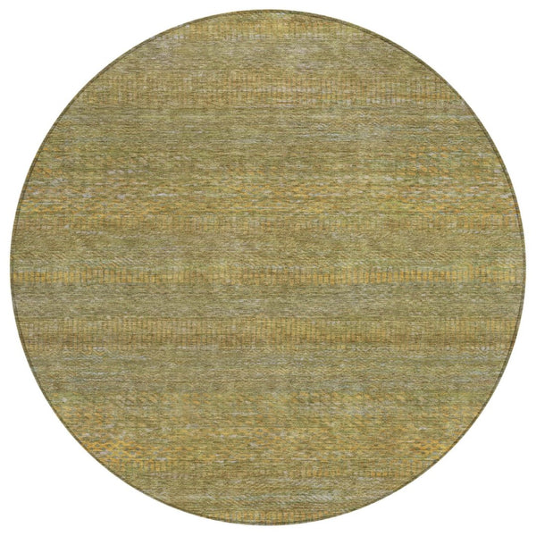 HomeRoots 5' Stylish Sage and Gold Striped Washable Area Rug for Indoor and Outdoor Spaces, Easy Care & Durable 8' Round 615634