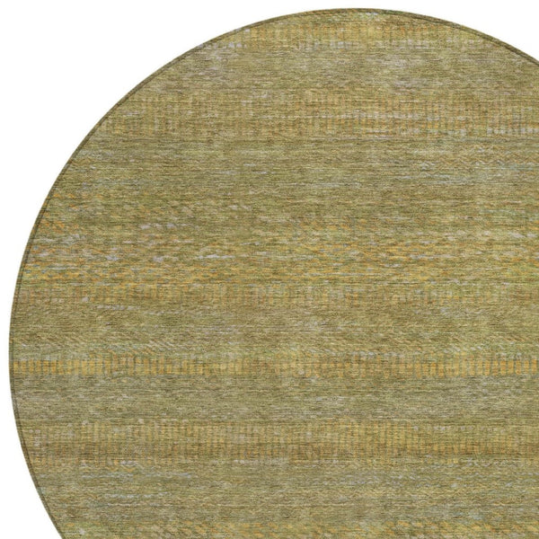 HomeRoots 5' Stylish Sage and Gold Striped Washable Area Rug for Indoor and Outdoor Spaces, Easy Care & Durable 8' Round 615634