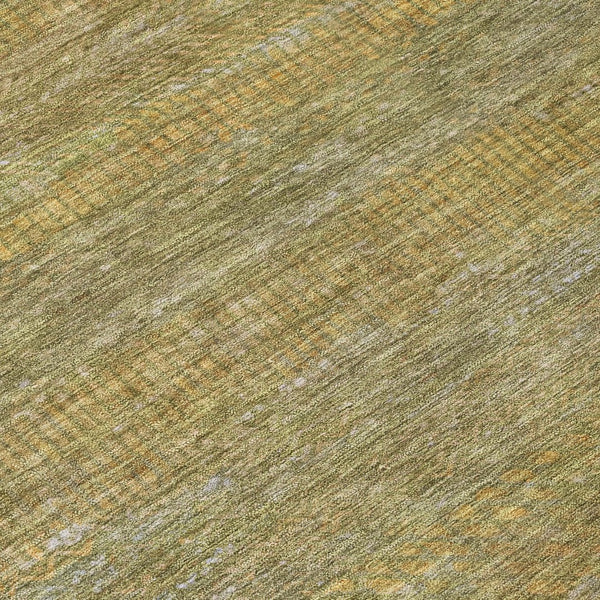 HomeRoots 5' Stylish Sage and Gold Striped Washable Area Rug for Indoor and Outdoor Spaces, Easy Care & Durable 8' Round 615634