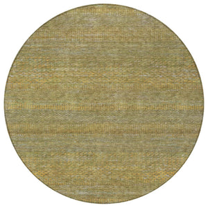 HomeRoots 5' Stylish Sage and Gold Striped Washable Area Rug for Indoor and Outdoor Spaces, Easy Care & Durable 8' Round 615634