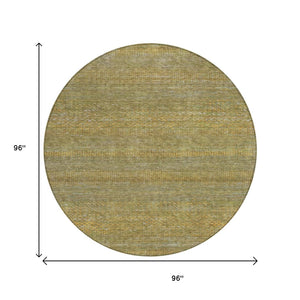 HomeRoots 5' Stylish Sage and Gold Striped Washable Area Rug for Indoor and Outdoor Spaces, Easy Care & Durable 8' Round 615634