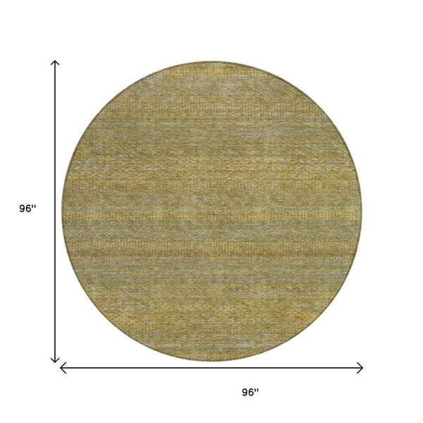 HomeRoots 5' Stylish Sage and Gold Striped Washable Area Rug for Indoor and Outdoor Spaces, Easy Care & Durable 8' Round 615634
