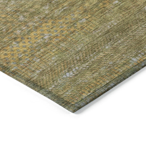 HomeRoots 5' Stylish Sage and Gold Striped Washable Area Rug for Indoor and Outdoor Spaces, Easy Care & Durable 8' X 10' 615635