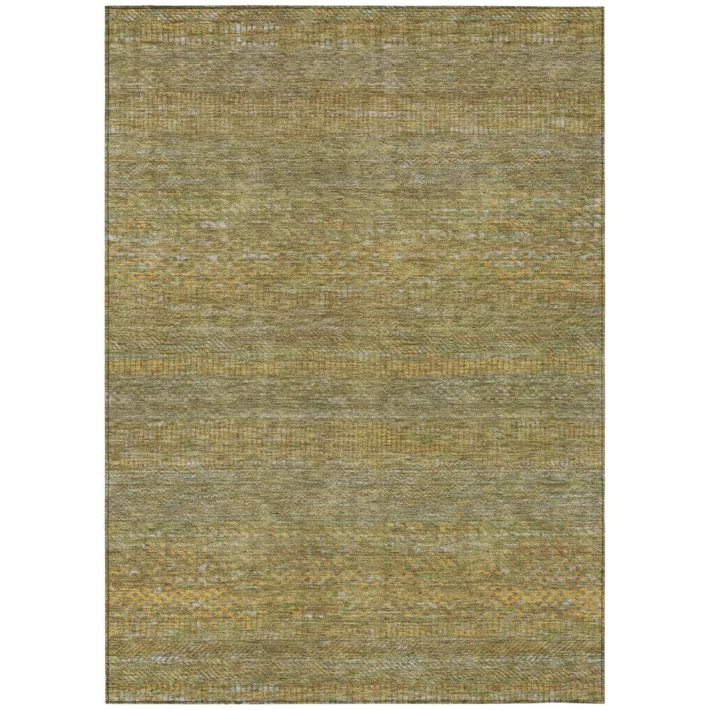 HomeRoots 5' Stylish Sage and Gold Striped Washable Area Rug for Indoor and Outdoor Spaces, Easy Care & Durable 10' X 14' 615637