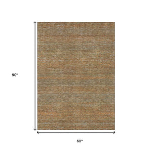 HomeRoots 5' Striped Taupe and Brown Area Rug - Washable, Indoor/Outdoor Versatile Floor Accent for Any Space 5' X 8' 615639