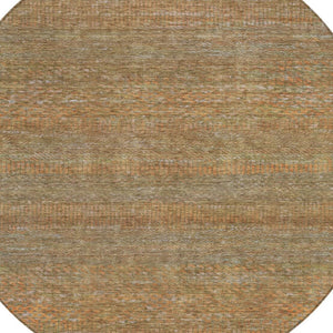 HomeRoots 5' Striped Taupe and Brown Area Rug - Washable, Indoor/Outdoor Versatile Floor Accent for Any Space 8' Round 615640