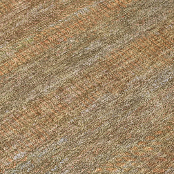 HomeRoots 5' Striped Taupe and Brown Area Rug - Washable, Indoor/Outdoor Versatile Floor Accent for Any Space 8' Round 615640
