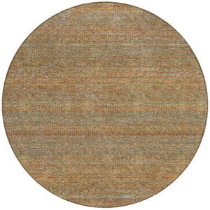 HomeRoots 5' Striped Taupe and Brown Area Rug - Washable, Indoor/Outdoor Versatile Floor Accent for Any Space 8' Round 615640