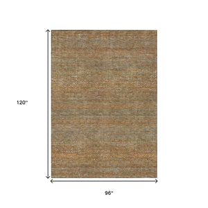 HomeRoots 5' Striped Taupe and Brown Area Rug - Washable, Indoor/Outdoor Versatile Floor Accent for Any Space 8' X 10' 615641