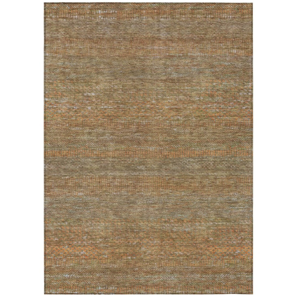 HomeRoots 5' Striped Taupe and Brown Area Rug - Washable, Indoor/Outdoor Versatile Floor Accent for Any Space 8' X 10' 615641