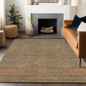 HomeRoots 5' Striped Taupe and Brown Area Rug - Washable, Indoor/Outdoor Versatile Floor Accent for Any Space 8' X 10' 615641