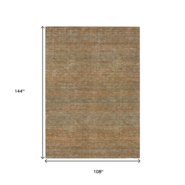HomeRoots 9' X 12' Taupe and Brown Striped Washable Area Rug - Durable, Stylish, Perfect for Indoor/Outdoor Use 615642