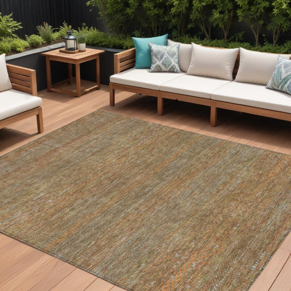 HomeRoots 9' X 12' Taupe and Brown Striped Washable Area Rug - Durable, Stylish, Perfect for Indoor/Outdoor Use 615642
