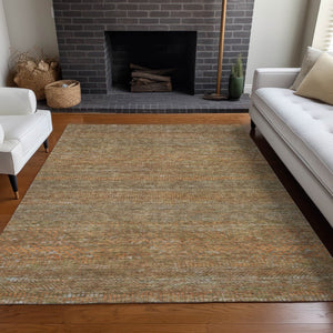 HomeRoots 9' X 12' Taupe and Brown Striped Washable Area Rug - Durable, Stylish, Perfect for Indoor/Outdoor Use 615642