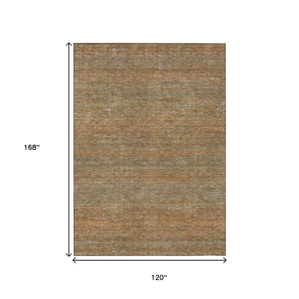 HomeRoots 5' Striped Taupe and Brown Area Rug - Washable, Indoor/Outdoor Versatile Floor Accent for Any Space 10' X 14' 615643
