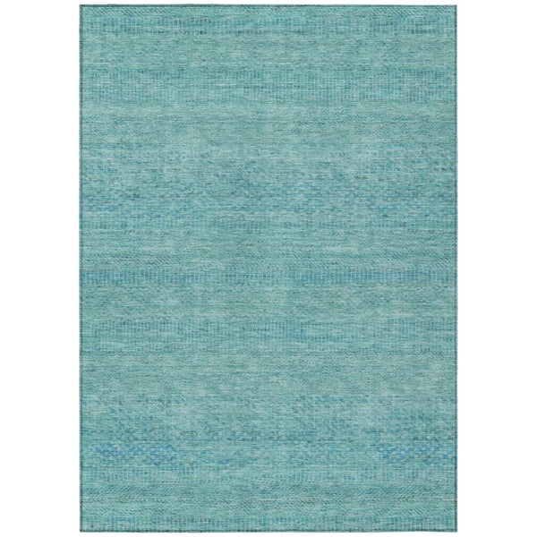 HomeRoots 5' Aqua and Teal Striped Indoor Outdoor Area Rug - Durable, Washable, Versatile for Any Space 5' X 8' 615645