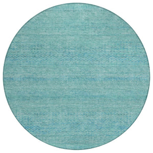 HomeRoots 5' Aqua and Teal Striped Indoor Outdoor Area Rug - Durable, Washable, Versatile for Any Space 8' Round 615646