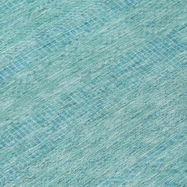 HomeRoots 5' Aqua and Teal Striped Indoor Outdoor Area Rug - Durable, Washable, Versatile for Any Space 8' Round 615646