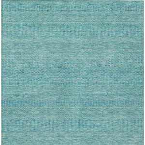 HomeRoots 5' Aqua and Teal Striped Indoor Outdoor Area Rug - Durable, Washable, Versatile for Any Space 8' X 10' 615647