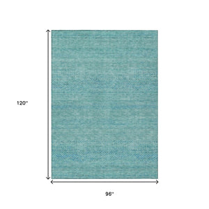 HomeRoots 5' Aqua and Teal Striped Indoor Outdoor Area Rug - Durable, Washable, Versatile for Any Space 8' X 10' 615647