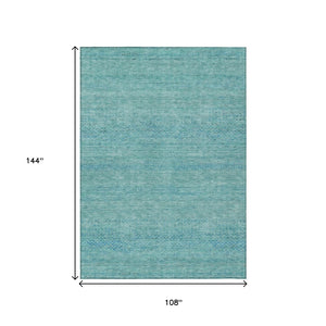 HomeRoots 5' Aqua and Teal Striped Indoor Outdoor Area Rug - Durable, Washable, Versatile for Any Space 9' X 12' 615648