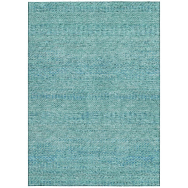 HomeRoots 5' Aqua and Teal Striped Indoor Outdoor Area Rug - Durable, Washable, Versatile for Any Space 9' X 12' 615648