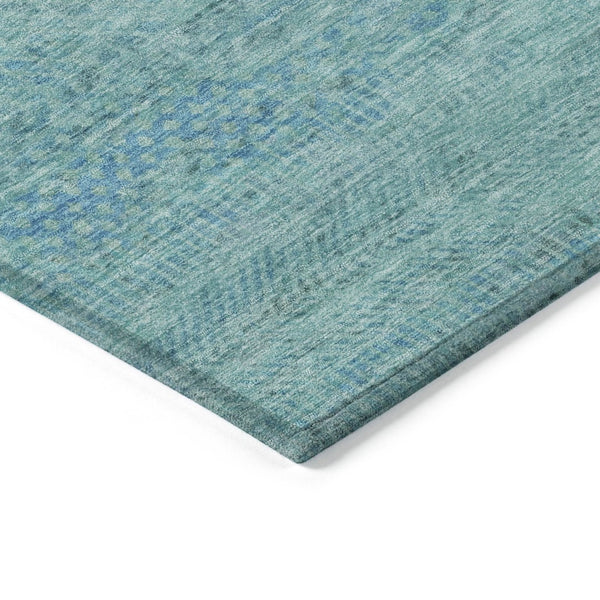 HomeRoots 5' Aqua and Teal Striped Indoor Outdoor Area Rug - Durable, Washable, Versatile for Any Space 10' X 14' 615649