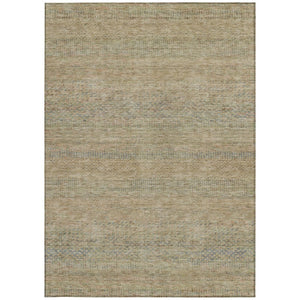 HomeRoots 5' Modern Beige and Taupe Striped Washable Area Rug for Indoor and Outdoor Spaces, Durable Design 5' X 8' 615651