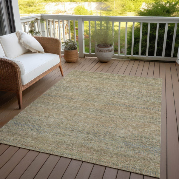 HomeRoots 5' Modern Beige and Taupe Striped Washable Area Rug for Indoor and Outdoor Spaces, Durable Design 5' X 8' 615651